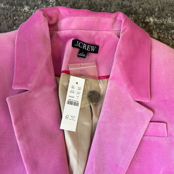 NWT J. CREW Dahlia Pink Velvet Pant Suit With Kate Pant & 2 Button Blazer - Picture 8 of 14